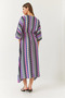 Women's Pink Gray Double Breasted V-Neck Front Slit Detailed Patterned Dress 60261411 - 7