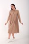 Women's Wide Cut Dress with Pleats on the Sides - Brown