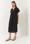 Women's Black V-Neck Slit Detailed Midi Casual Linen Dress 354 60261440 - 4