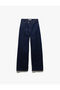 Loose Straight Fit Cotton Button Detailed Denim Trousers - Loose Straight Fit Jean - 4