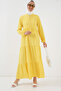 1627 Collar Lace-Up Hijab Dress - Lemon Yellow - 2