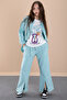 Green Girl's Floral Printed Shirt and Jogger Pants 3 Piece Set 20475 - 3