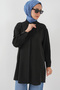 Women's Long Shirt Tunic 5945 - Black - 4