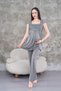 Women's Smoked Lace Cotton Maternity Pajama Set of 3 with Dressing Gown - 3