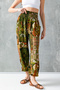 Green Ethnic Pattern Women's Baggy Yoga Pants 100% Viscose Double Pocket - 2460 - 3