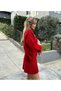 Red Pleated Mini Skirt Fisherman Sweater Bottom Top Knitwear Set - 2