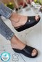 Suçi Women's Stylish Laser Patterned Daily Orthopedic Sole Slippers Guest Young Mother Outdoor Home Slippers Black