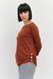 Women Round Neck Stripe Long Sleeve Top, Brown - 2