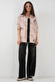20226 Patterned Oversize Shirt - Beige - 2