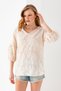 Women's Beige Balloon Sleeve Blouse with Embroidery Detail - 5