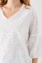 Women's White Balloon Sleeve Blouse with Embroidery Detail - 3