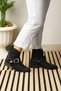 Daily Women's Black Suede Boots Oval Toe Buckle Detailed Serrated Sole Cowboy Boots 281 - 8