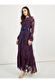 Lace Insert A-Line Maxi Dress with Bow Tie Detail - 2