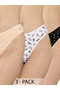 Pack of 3 - Cotton Low-Rise Printed Thongs