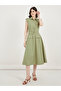 Belted Shirt Midi Dress with Mock Flap Pocket