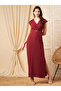 Surplice V Neck Maxi Dress with Buckle Accent