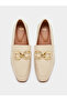 Metal Buckle Design Textured Loafers - 6