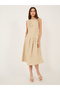 Solid Sleeveless A-Line Midi Dress - 2