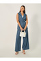 Solid Regular Fit Longline Waistcoat with Belt - 2