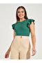 Solid Round Neck Frill Sleeve Bodysuit - 2
