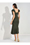 Ruffled Mermaid Hem Bodycon Midi Dress - 4