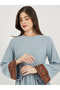 Printed Contrast Panel Long Sleeves A-Line Maxi Dress - 5