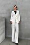 Women's double belted blazer jacket pants set - 3