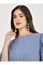 Polka Dot Print Asymmetric Hem Puff Sleeves Midi Dress - 5