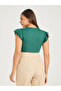 Solid Round Neck Frill Sleeve Bodysuit - 5