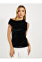 Asymmetric Neck Velvet Look Top