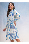 All Over Print Knee Length A-Line Dress - 4