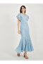 Lace Insert Frill Sleeves Mermaid Hem Maxi Dress - 5