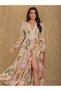 Floral Print Lace Detail A-Line Maxi Dress - 6
