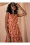 Ikat Print Shoulder Tie Belted Tiered Maxi Dress - 4