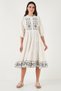 Cotton Embroidered Regular Fit Three Quarter Sleeve Midi Dress Dress 676216 - 6
