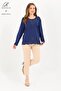 Women's Indigo Stone Embroidered Slit Lycra Viscose Mother Combed Cotton Blouse - 3