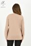 Women's Beige Stone Embroidered Slit Lycra Viscose Mother Combed Cotton Blouse - 5