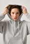 Gray Melange Wide Fit Hooded Sweatshirt Hooded Sweat - 6