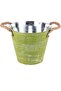 Metal Garden Bucket 20Cm X 20Cm X 17Cm Green, Silver