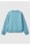 Women's Blue Cotton Blended Floral Patterned Sweatsihrt - 4