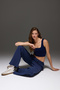 Navy Blue Wide Fit Wide Leg Sweatpants Straight Leg - 5