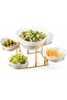 5-Piece Ceramic Chip & Dip Set with Metal Rack – Removable Bowls for Snacks & Sauces