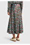 Women's Brown Viscose Mixed Patterned Long Skirt - 3