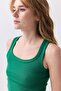 Women's Ribbed Look Thick Strap Tank Top Green 9012 - 2