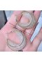 Shiny Zircon Stone, Gold Color, Shiny, Cage Earrings - 5