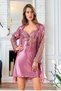 Angel's Story 1460 Women Satin Rope Strap Nightgown Dressing Gown Suit-Dried Rose