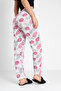 3 Pack Cotton Thin Breathable Fabric Ribbon Waist Detailed Printed Pocketless Women's Pajama Bottoms - 3