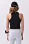 Women's Slim Fit Slim Fit Zero Sleeve Crew Neck Knitted Crop Tank Top Black 9013 - 5