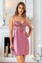Angel's Story 1460 Women Satin Rope Strap Nightgown Dressing Gown Suit-Dried Rose - 2