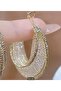 Shiny Zircon Stone, Gold Color, Shiny, Cage Earrings